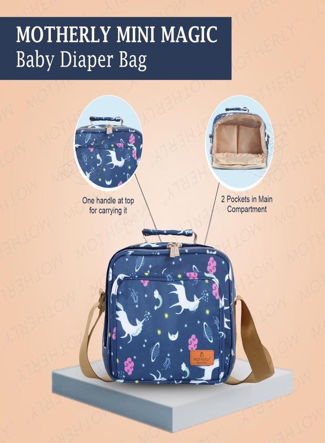 Motherly Mini Magic Diaper Bag for Mothers for Travel- Combo Set with Accessories, Small Maternity Handbag for Newborn Baby Mothers Travel Bag Multiple Pockets Water Resistant Baby Bag (Unicorn Blue) - Image 4